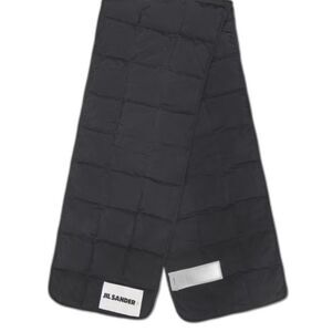 Jil Sander Padded Logo Patch Scarf Down Quilted in Navy Blue